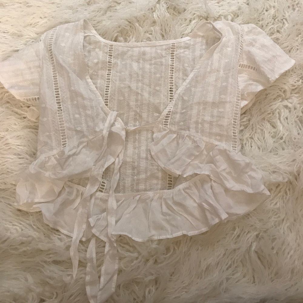 White Tie-Up Cropped Shirt